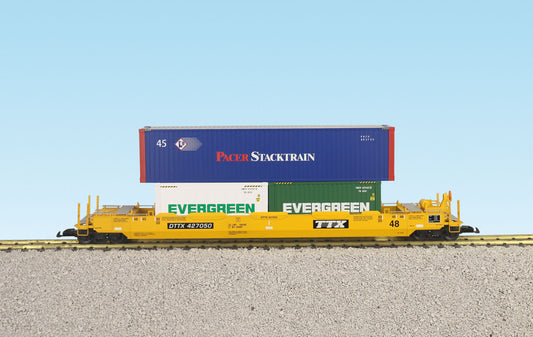 USA TRAINS INTERMODAL Flat Car with 3 Containers - R17101 TTX Yellow #1