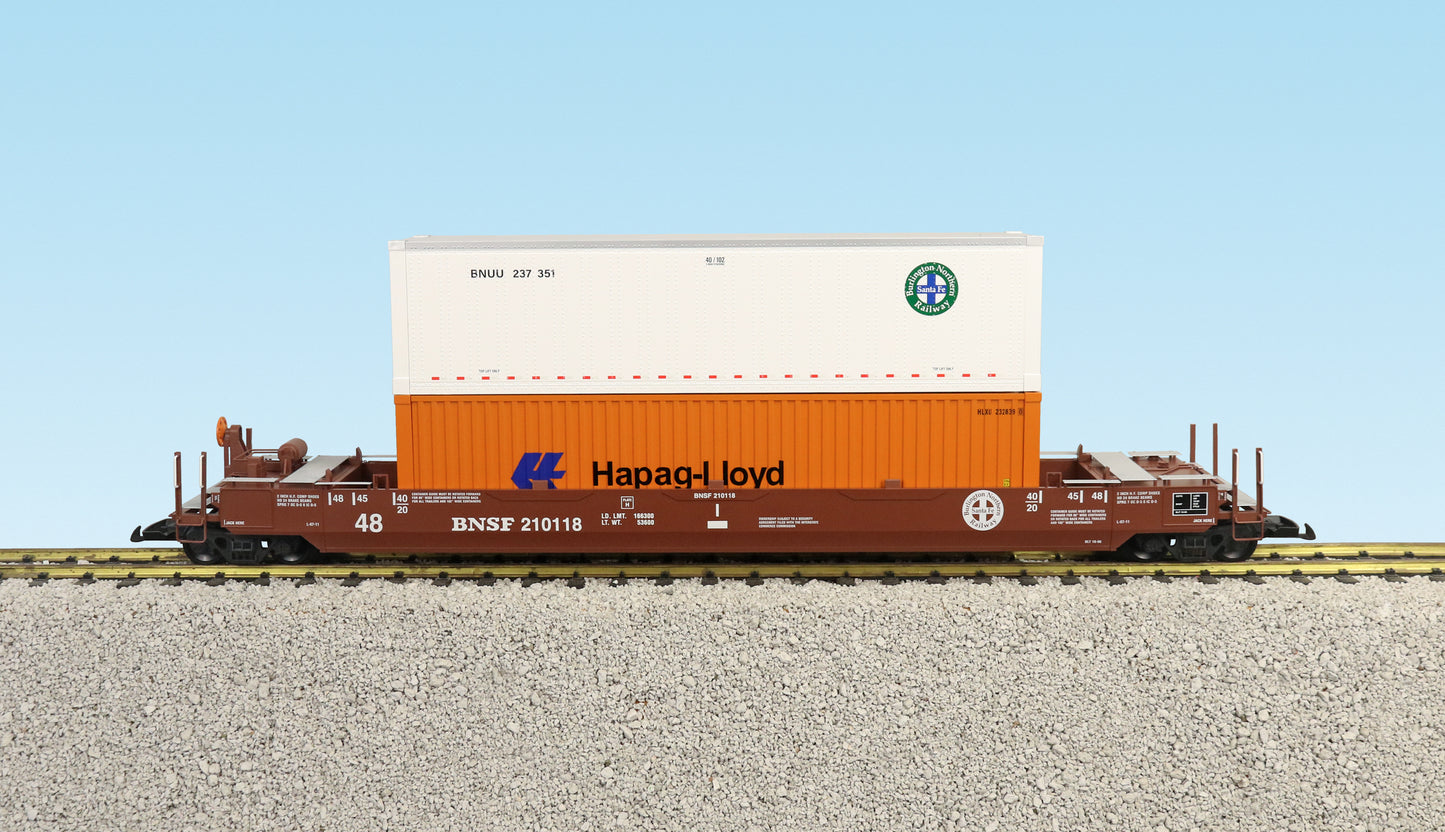 USA TRAINS INTERMODAL Flat Car with 3 Containers -  R17111 BNSF Circle Logo #2