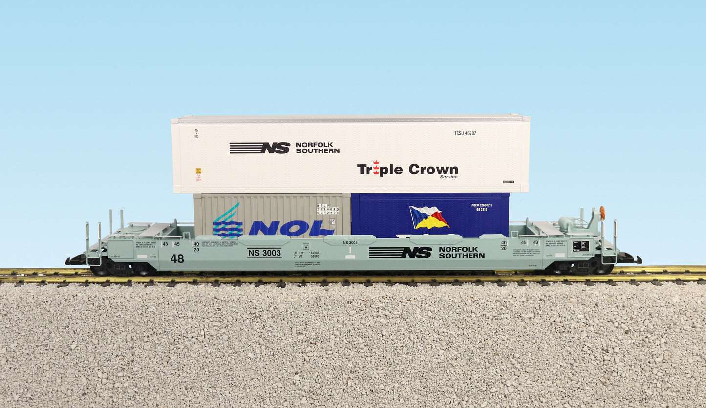 USA TRAINS INTERMODAL Flat Car with 3 Containers -  R17118 Norfolk Southern #1