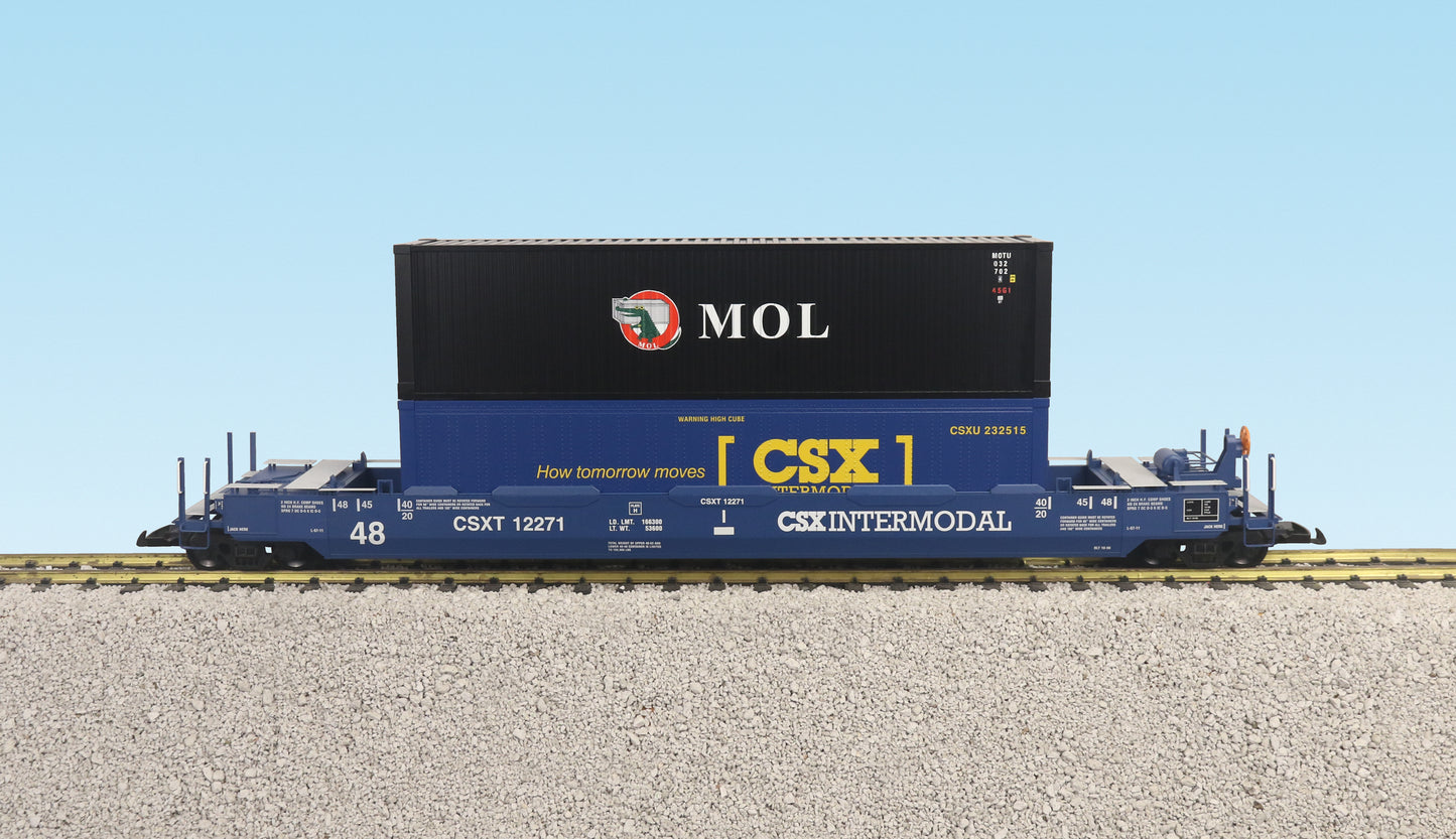 USA TRAINS INTERMODAL Flat Car with 3 Containers - R17130 CSX #2