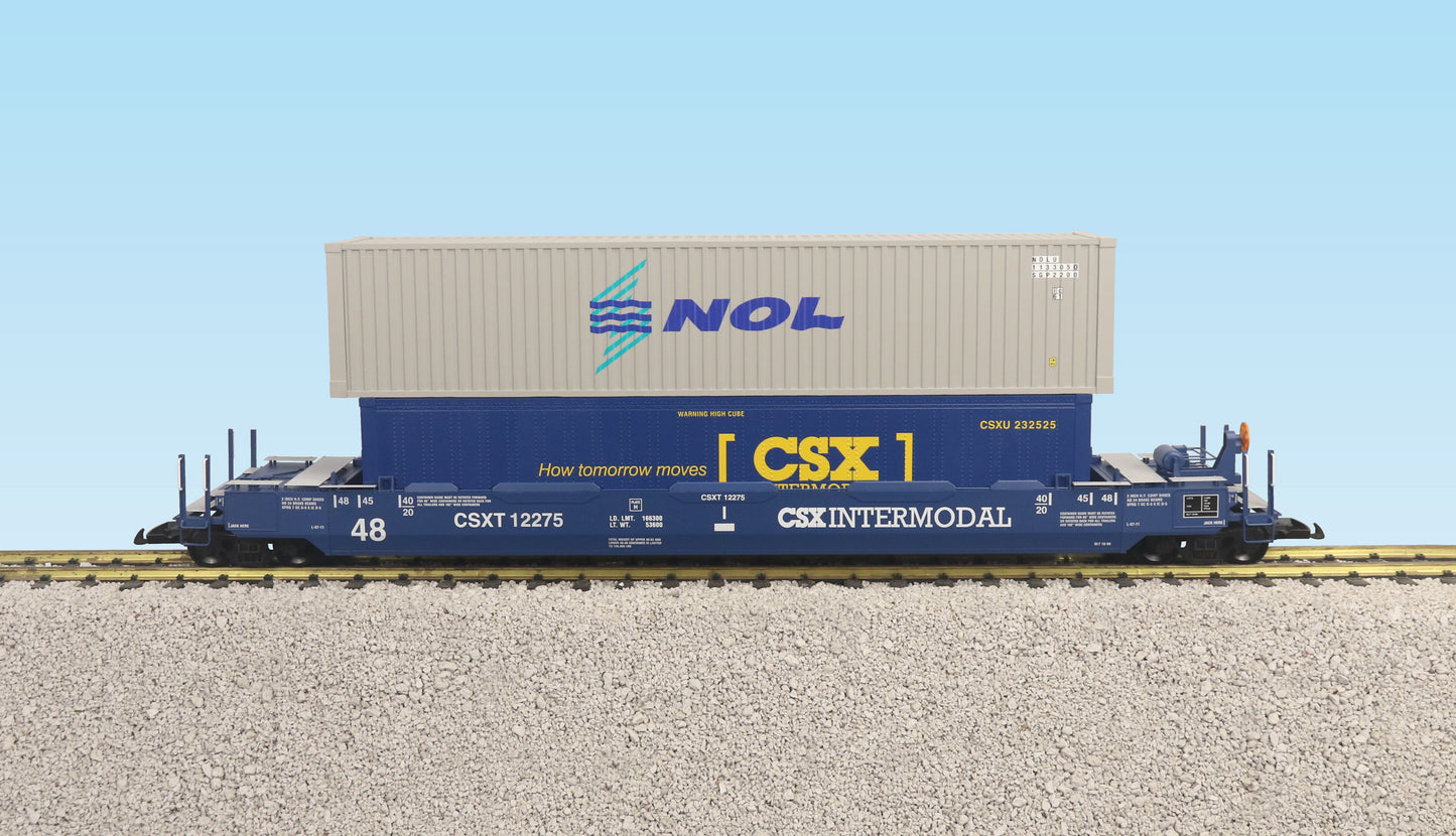 USA TRAINS INTERMODAL Flat Car with 3 Containers - R17131 CSX #3