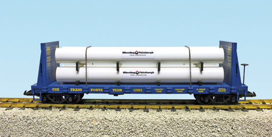 USA Trains R17604B CSX PIPE LOAD Flatcar #12250 BLUE
