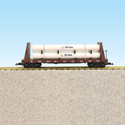 USA Trains R17610B Great Northern US Steel PIPE LOAD Flatcar #65213 BC RED