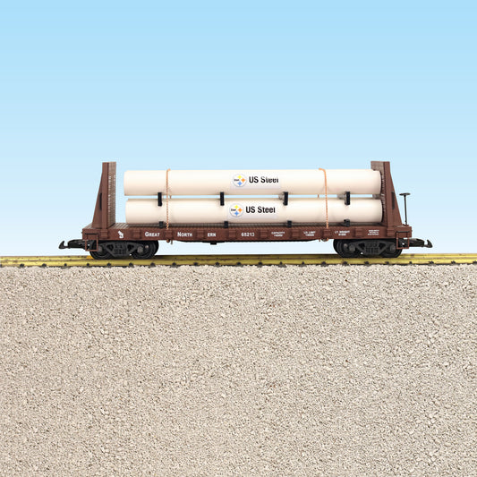 USA Trains R17610B Great Northern US Steel PIPE LOAD Flatcar #65213 BC RED