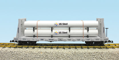USA Trains R17611A N&W US Steel PIPE LOAD Flatcar #590360 GRAY