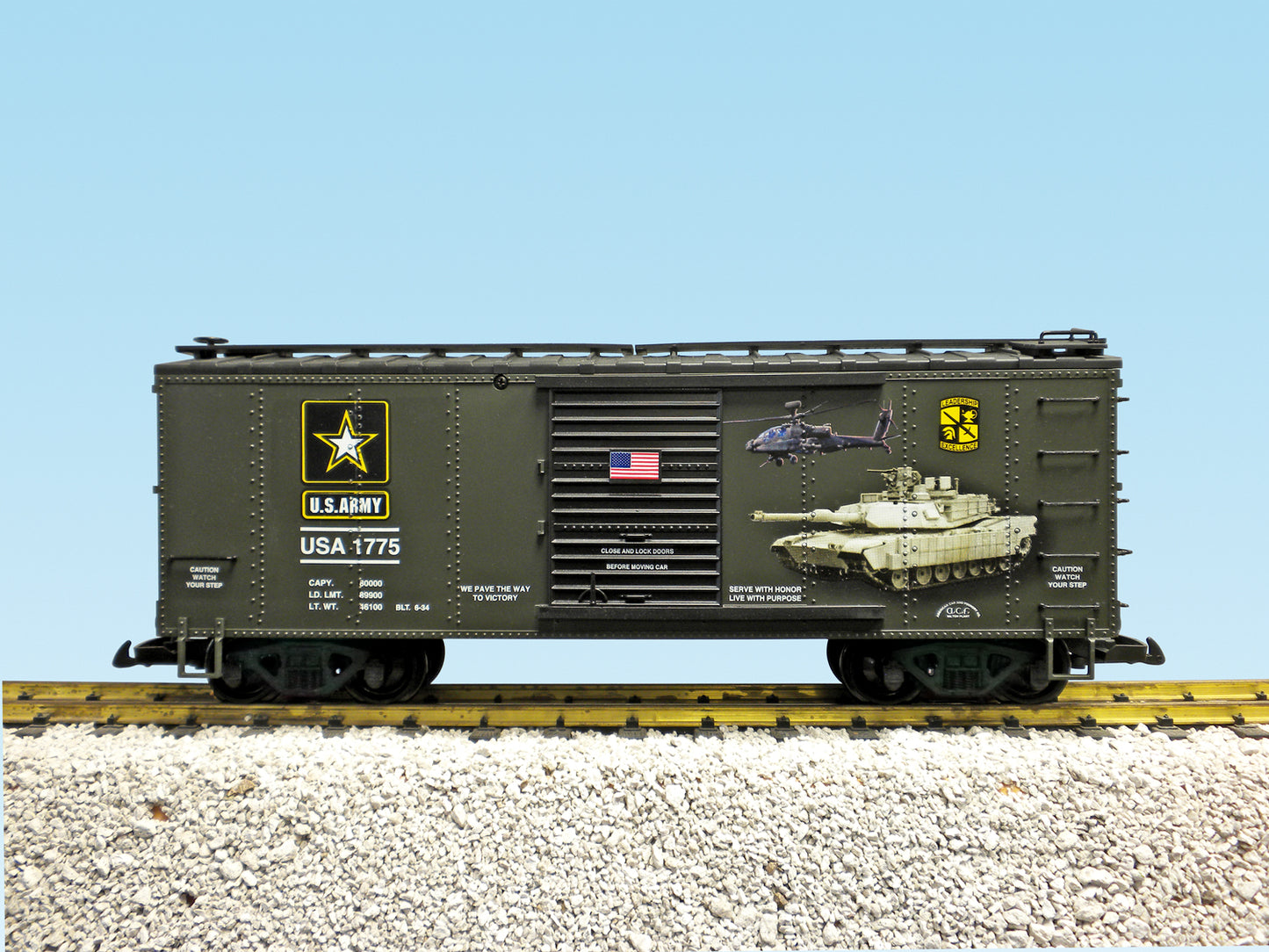 USA Trains R19140 Military Series US Army Boxcar - Green/Black