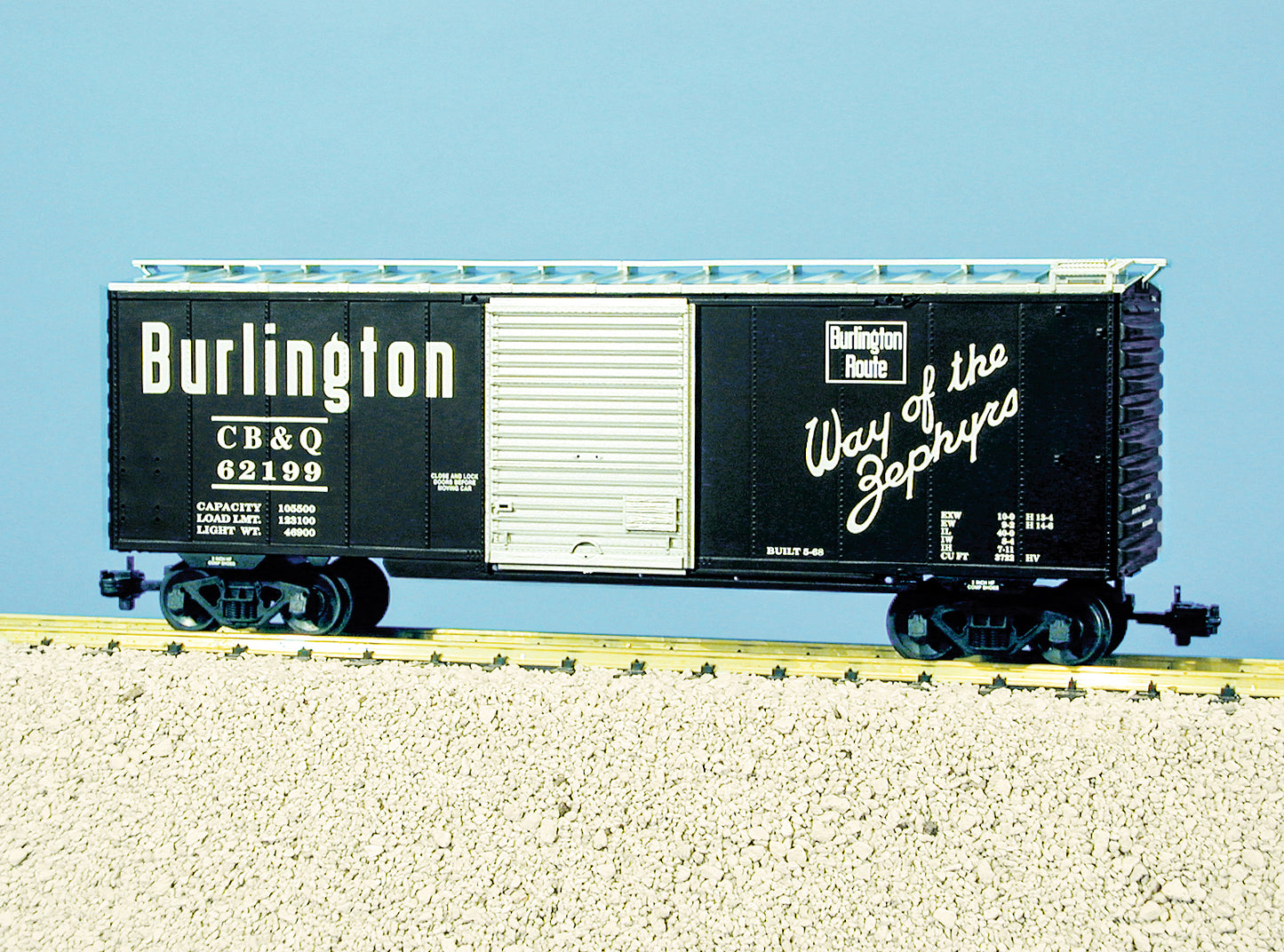 USA Trains R19213C BURLINGTON ROUTE 40' Steel Box Car BLACK PS-1