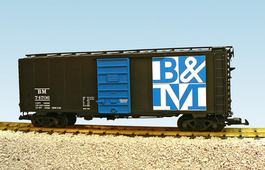 USA Trains R19217A B&M 40' Steel Box Car BLACK/BLUE PS-1