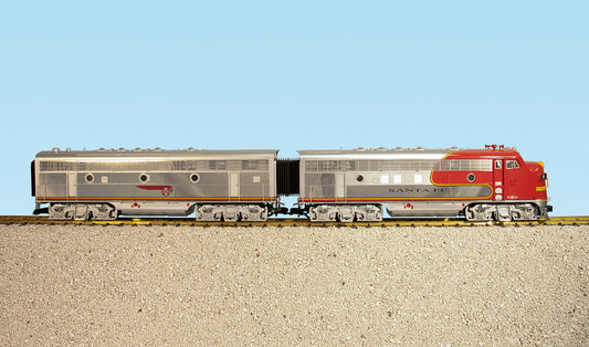 USA Trains R22282 EMD F7-AB Santa Fe Warbonnet Chrome Locomotive Set