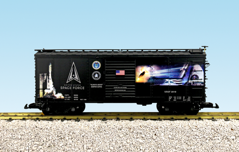 USA Trains R19156 US Space Force Black Steel Boxcar - Military Series