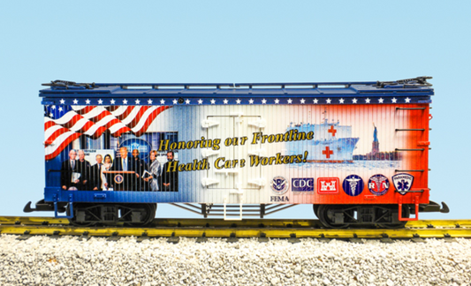 USA TRAINS R16054 Honoring Front Line Workers - Donald Trump Reefer Boxcar