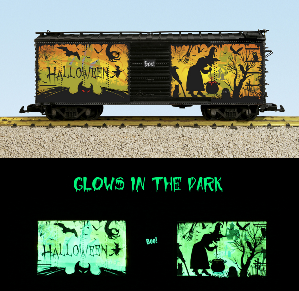 USA Trains R19144 GLOW IN THE DARK Witches Brew Halloween Boxcar