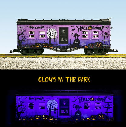 USA Trains R18303 GLOW IN THE DARK Halloween Bunk Car - Purple/Black