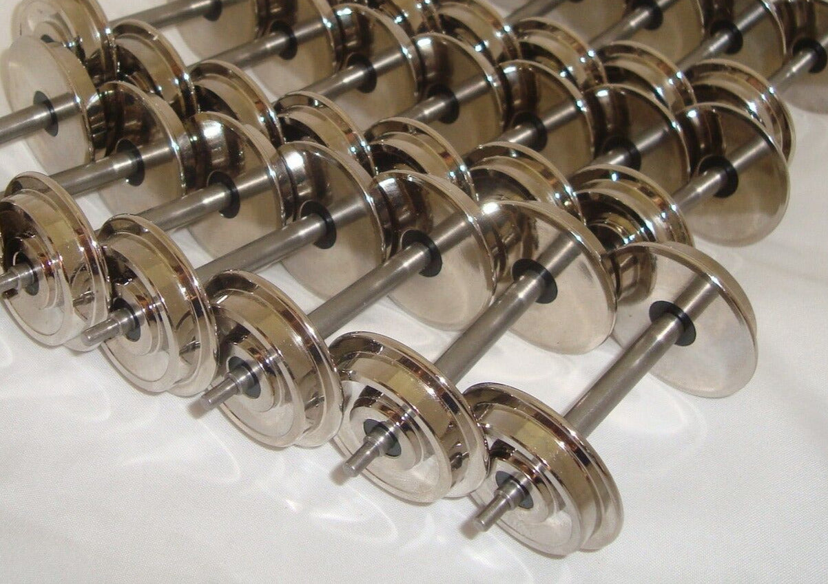 5 PAIR (10 Axels) ROLL-EZ Silver/Chrome Metal G Scale Train Wheels