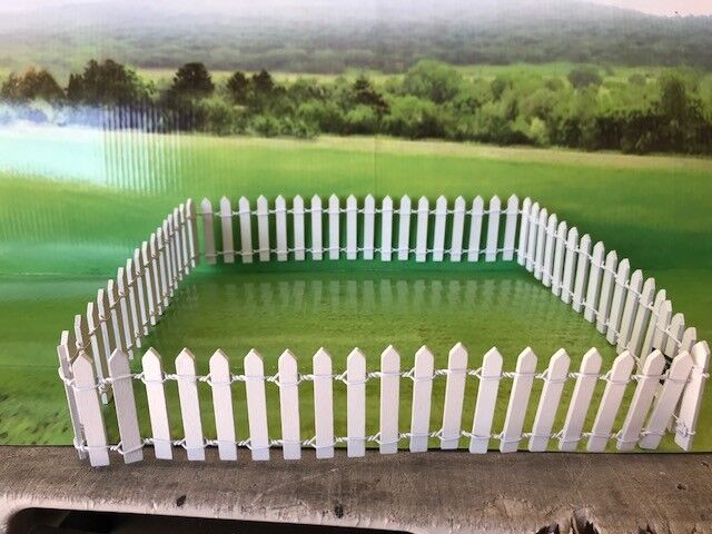 G-scale Real Wood White Picket Fence - 3' Feet Long, Positionable