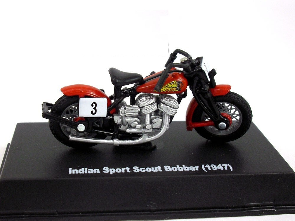 1947 Indian Sport Scout Bobber Motorcycle Die Cast with Plastic G scale Model
