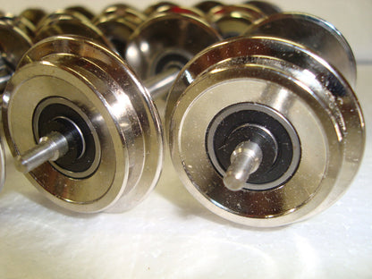 10 Pair (20 Axles) Roll-EZ Ball Bearing Polished Silver/Chrome Metal Train Wheels