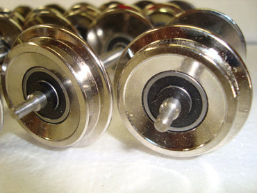 Roll-EZ G Scale BALL BEARING Silver Chrome Metal Wheels - 2 Pair / 4 Axles