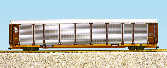 USA Trains R17171 SANTA FE Bi-Level Auto Carrier - Tuscan Brown and Yellow