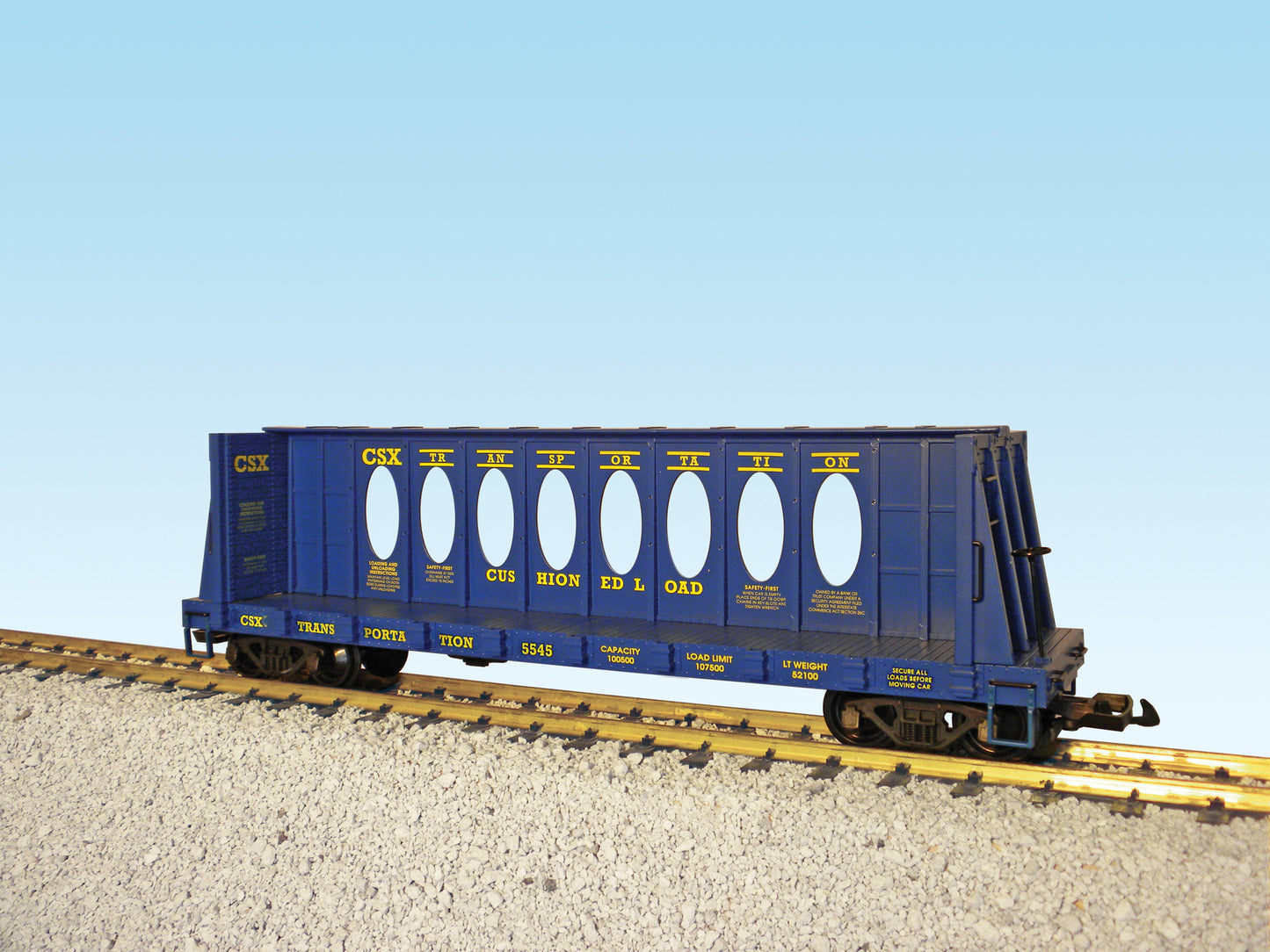 USA Trains G Scale CENTER I-BEAM FLAT CAR CSX R17410A - BLUE #5547
