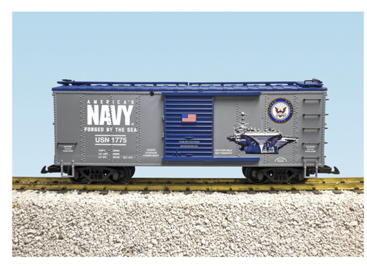 USA Trains R19130 US NAVY SBC BATTLESHIP Boxcar - Military Series, Gray