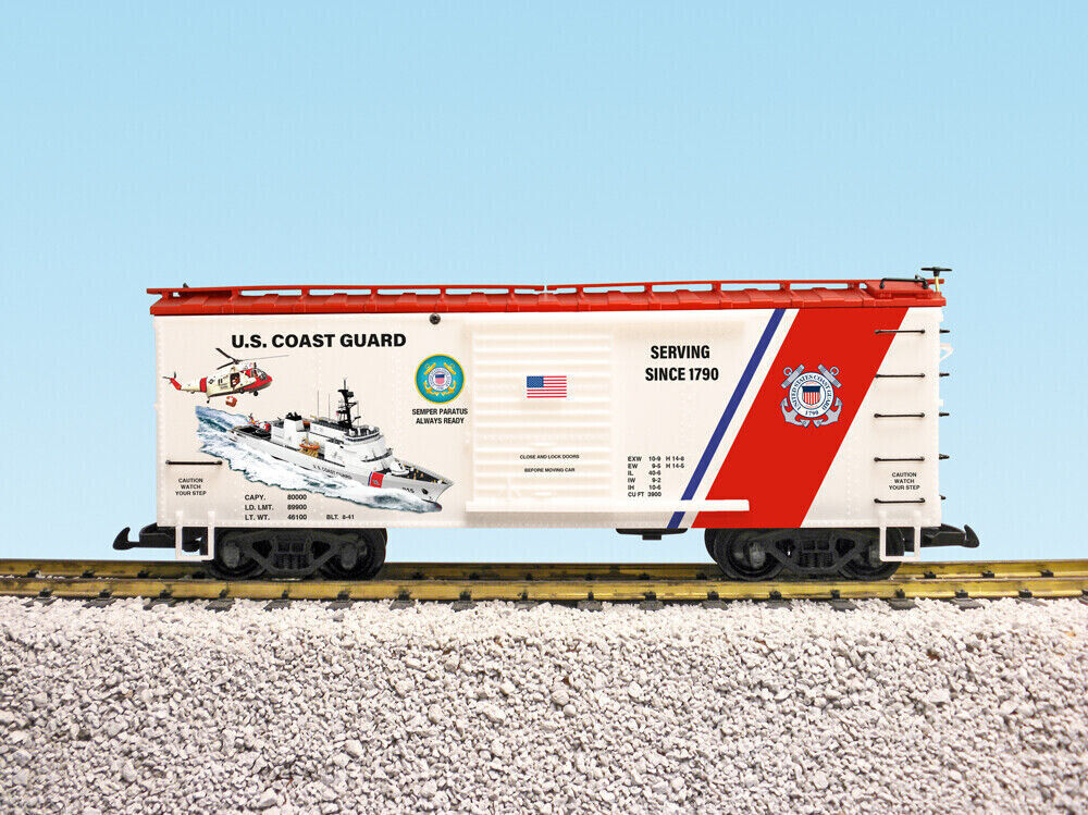 USA Trains R19158 US Coast Guard White/Red Steel Boxcar