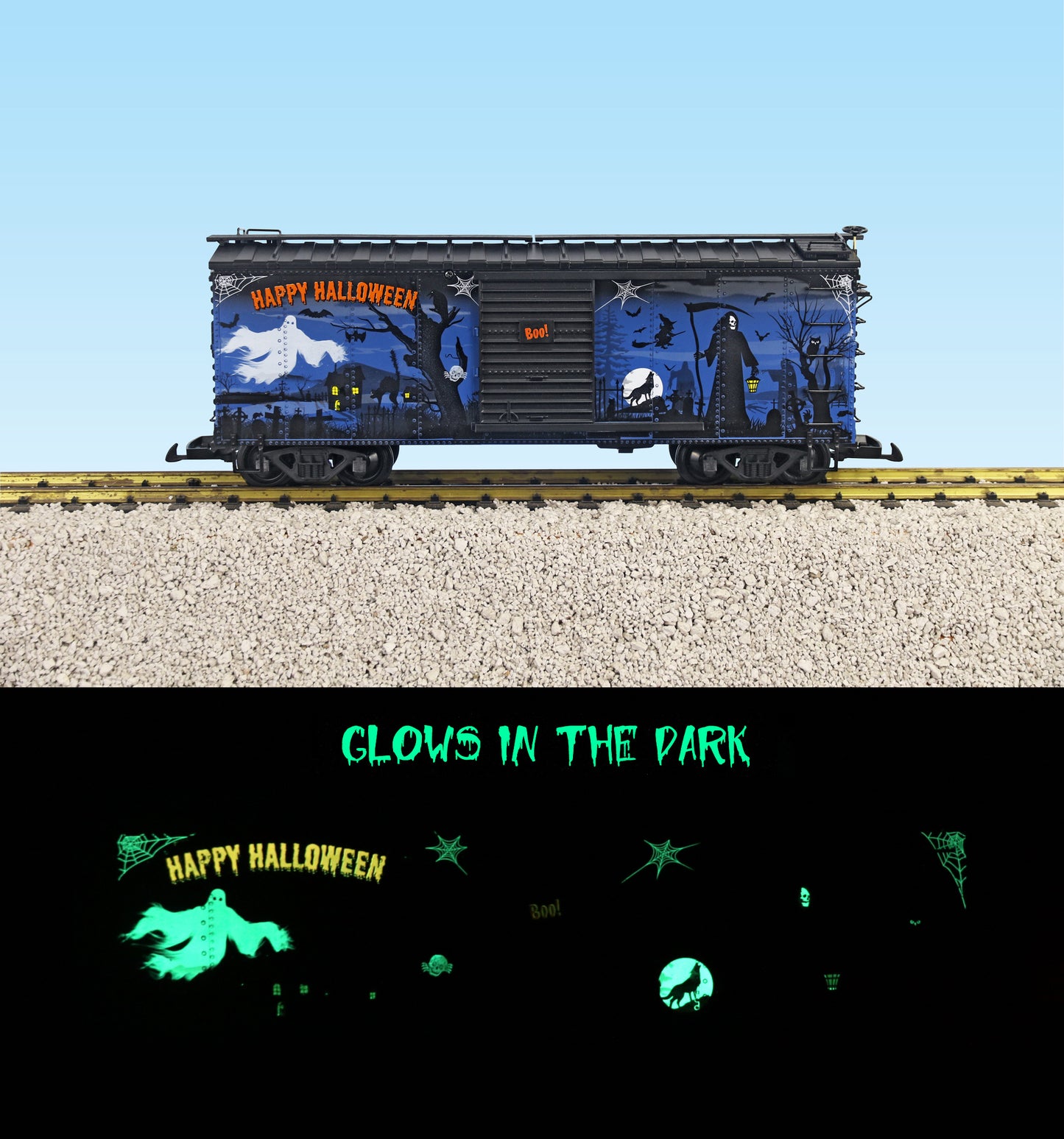 USA Trains R19163 New 2026 Glow In The Dark Happy Halloween Ghost BOXCAR