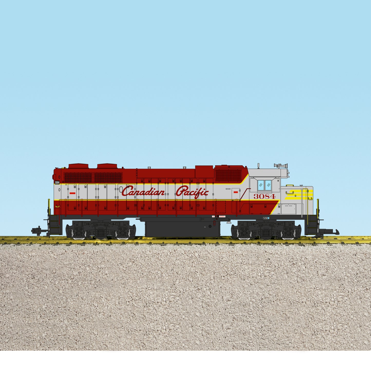 USA Trains R22242 CANADIAN PACIFIC GP38 MAROON/GRAY/YELLOW #3084 w Smoke and Lights