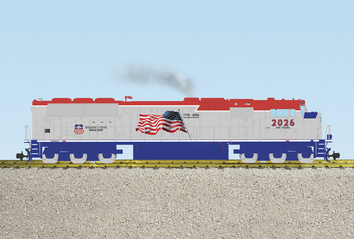 USA Trains R22622 SD70 MAC Diesel Patriotic RED/SILVER/BLUE/WHITE - PREORDER