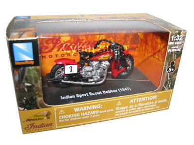 1947 Indian Sport Scout Bobber Motorcycle Die Cast with Plastic G scale Model