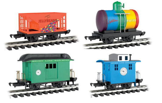 SET OF 4 BACHMANN G Lil Big Hauler Short Line RR Cars - Hopper, Tank, Caboose, Baggage