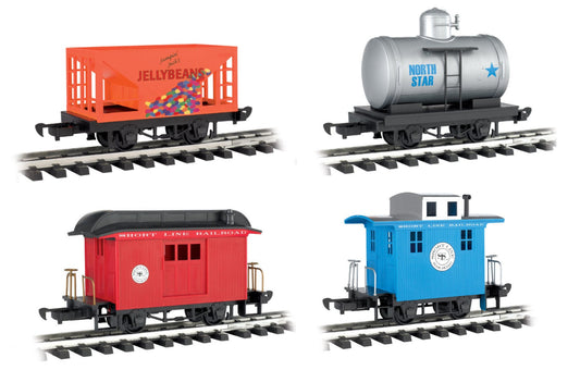 SET OF 4 BACHMANN G Lil Big Hauler Short Line RR Cars - Tank, Caboose, Baggage #2