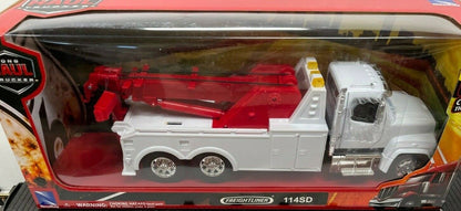 Freightliner 114SD Tow Truck Model White and Red - Long Haul Trucker