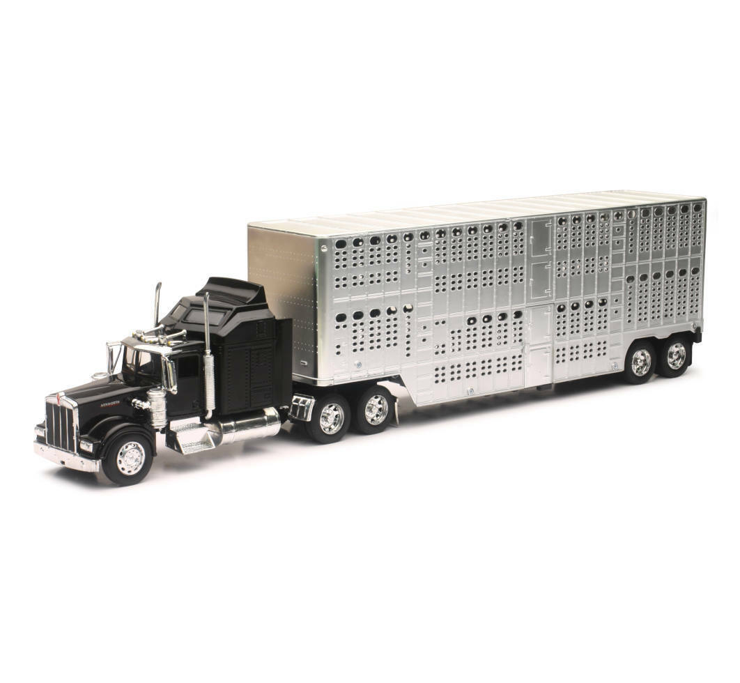 G-scale Die Cast 1:32 Scale Kenworth W900 Pot Belly Livestock Tractor Trailer Model